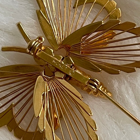 Vintage Gold-plated Butterfly Brooch Signed Monet - image 9