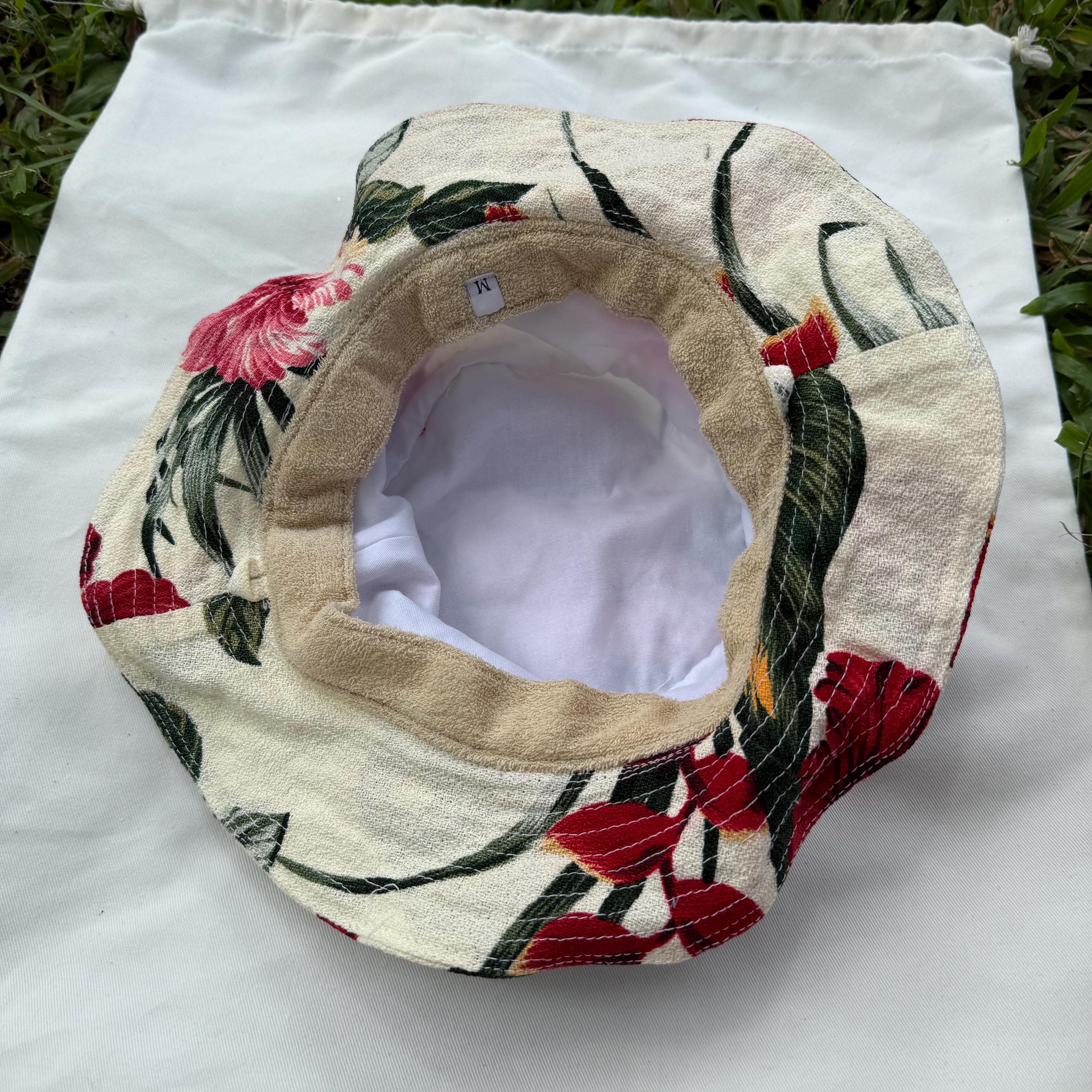 Hawaiian Barkcloth Cotton Hat Summer Hibiscus Size Medium Hibiscus Maui Hawaii Trucker Hat – 808 Clothing Co Maui main image 3