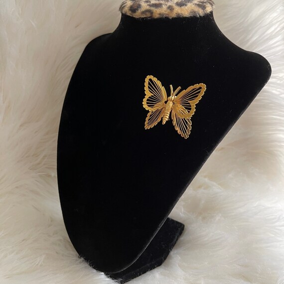 Vintage Gold-plated Butterfly Brooch Signed Monet - image 8