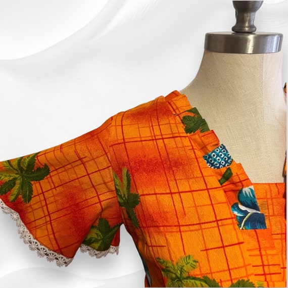Vintage Hawaiian Muumuu Maxi Dress Barkcloth Cott… - image 5