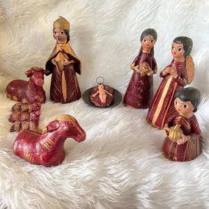Clay Nativity Scene Mexican Set 11 Pieces Figures Christmas Decor