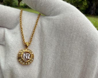 Vintage Nina Ricci Signed Necklace, 22kt Gold Plated, Pearls