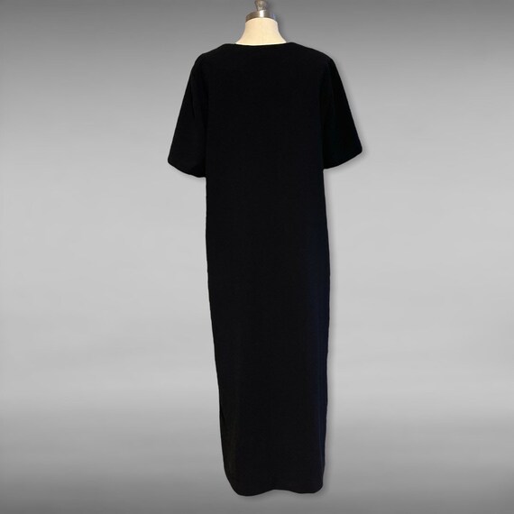 Vintage Embroidered Bib Black Dress, Short Sleeve… - image 7