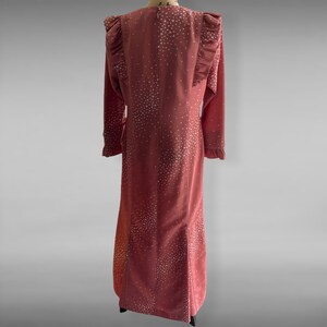 Vintage Cottagecore Maxi Dress Ruffle Details Fan Print Size Medium 70s image 7