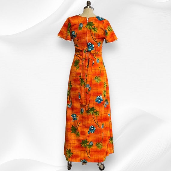 Vintage Hawaiian Muumuu Maxi Dress Barkcloth Cott… - image 10