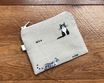 Mini Coin Purse (11x9cm) Handmade Using Sophie Allport Purrfect Cats Fabric