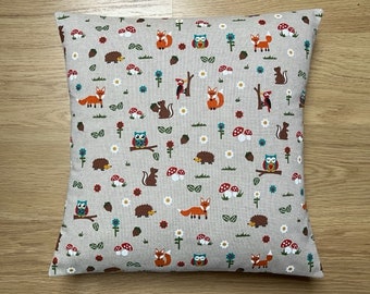 Handmade 16" Cushion Cover made using Woodland Friends Linen Fabric