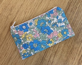 Handmade Zipped Coin Purse Made Using Liberty Of London Cosmos Bloom Fabric