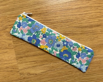 Handmade Skinny Pencil Case (20 x 5cm) Made With Liberty of London Cosmos Bloom Fabric