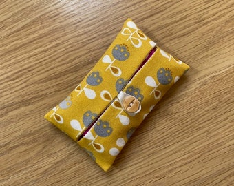 Handmade Packet Tissue Holder Made Using Scandi Ochre Flowers Fabric