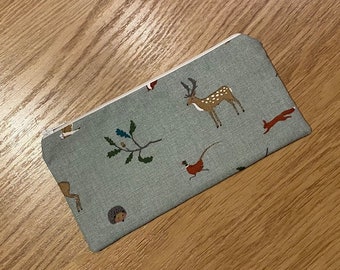 Handmade Pencil Case Make-up Case Glasses Case Made With Sophie Woodland Stag Fabric