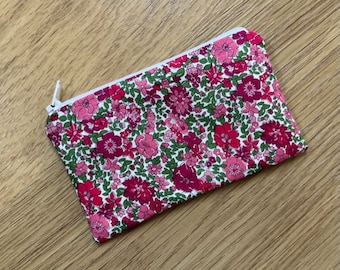 Handmade Zipped Coin Purse Made Using Liberty Of London Arley Gardens Pink Fabric