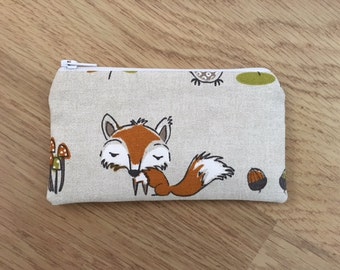 Handmade Coin Purse Made Using Fryett's Woodland Fox Fabric