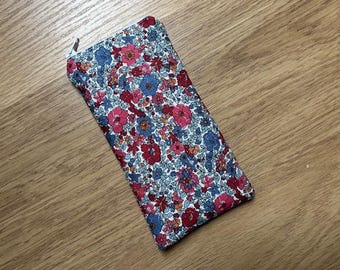 Handmade Glasses Sunglasses Zipped Case Pouch Made With Liberty of London Arley Gardens Fabric