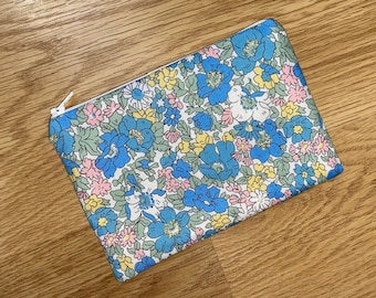 Handmade Large Zipped Coin Purse (18x12cm) Made With Liberty of London Cosmos Bloom Fabric