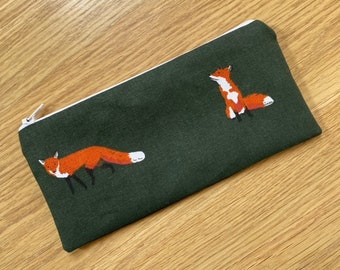 Handmade Pencil Case Make-up Case Glasses Case Made With Sophie Allport Fox Fabric