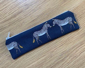 Handmade Skinny Pencil Case (20 x 5cm) Made With Sophie Allport Zebra Fabric