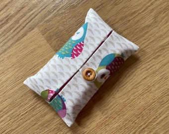 Handmade Packet Tissue Holder Made Using Fryett's  Owls Fabric