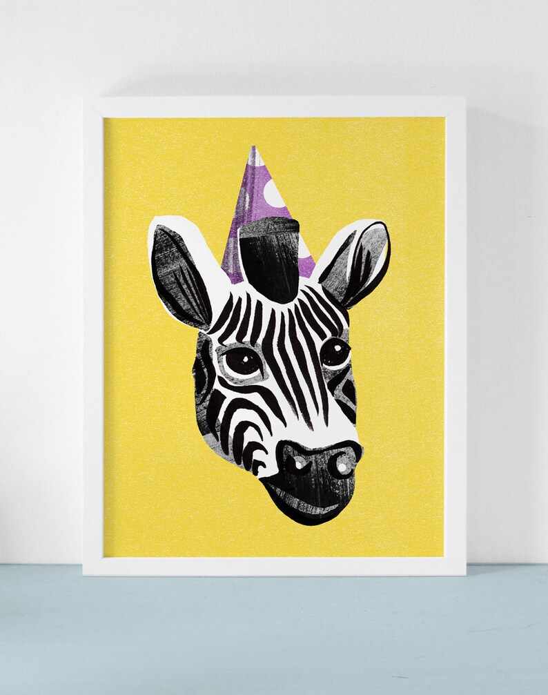Party Zebra Print Party Animal Zebra Art Kids Art Kids Etsy