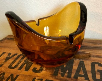 Vintage Amber Murano Glass Ashtray