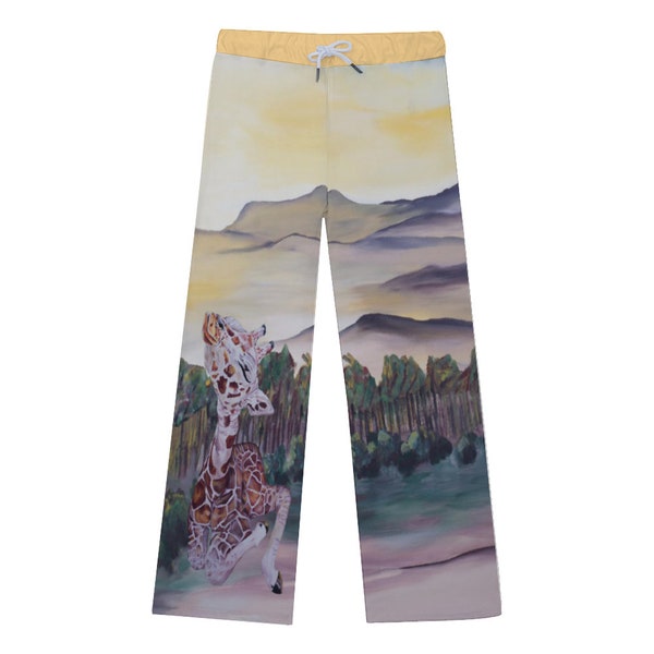 Unique Original Giraffe Art on Women's Yoga Sweatpants Wide Leg Lounge Pants