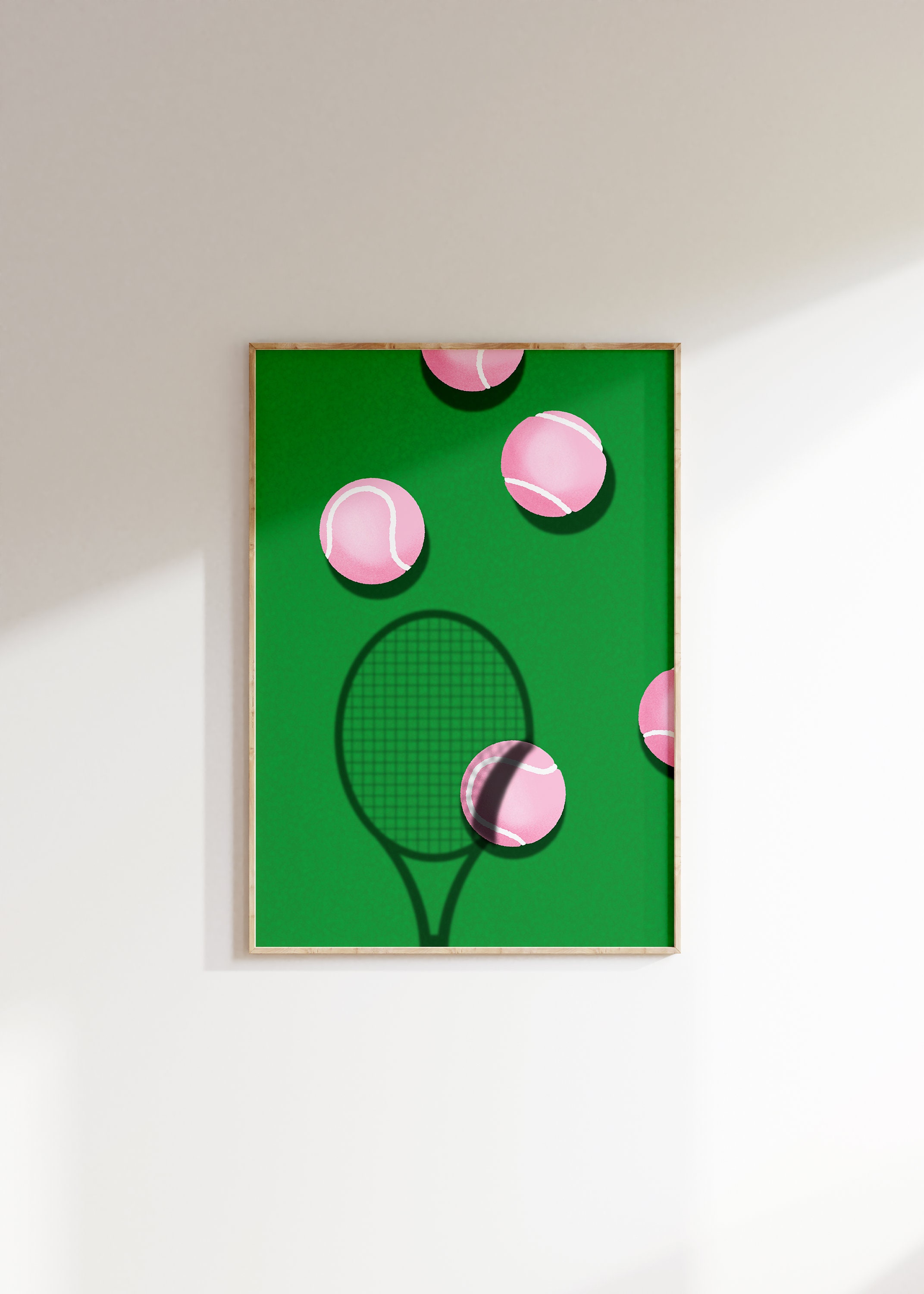 Tennis Court | Trendy Dorm Poster | Pink Summer Hamptons Green Aesthetic Cute Apartment Art | Printable Wall Decor