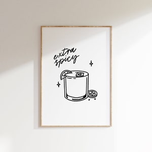 Extra Spicy | Trendy Bar Cart Poster | Spicy Jalapeño Margarita Cute Apartment Art | Printable Wall Art Decor