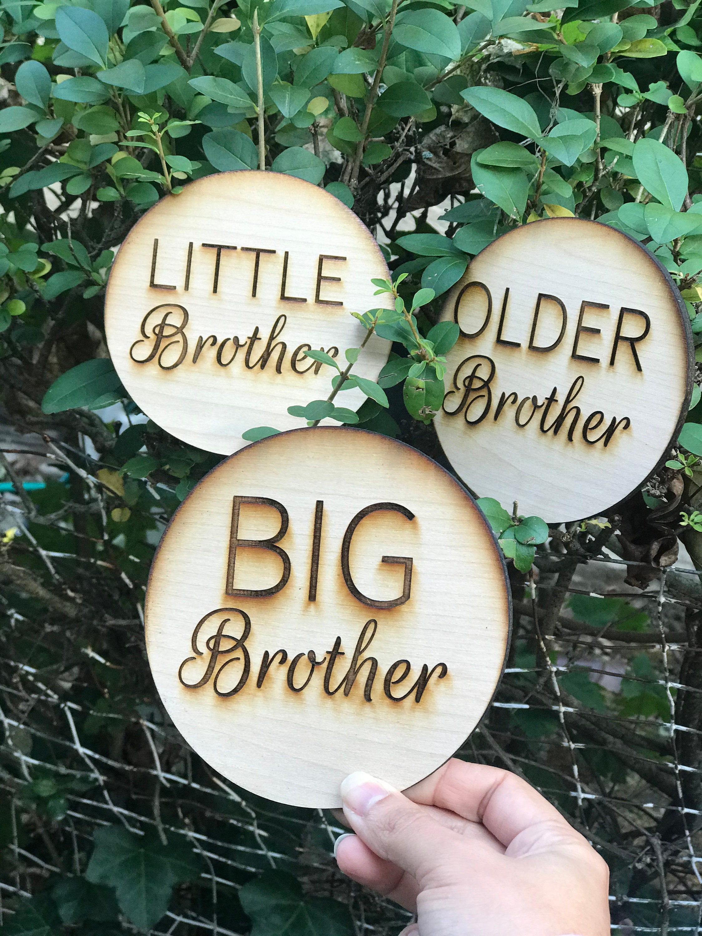 Big Little Brother Sister Engraved Wooden Sign Baby Name - Etsy New Zealand