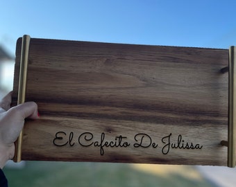 Acacia coffee wood tray- serving tray coffee personalized tray- custom made tray