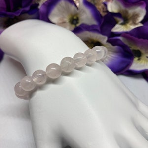 Rose quartz beaded bracelet, simple bracelet, stretchy, stackable