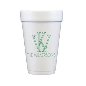 personalized foam cups, personalized cups, customizable cups, monogrammed foam cups, personalized gift idea, housewarming gift idea