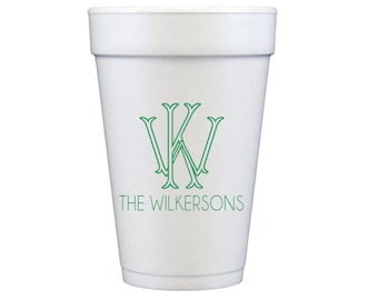 personalized foam cups, personalized cups, customizable cups, monogrammed foam cups, personalized gift idea, housewarming gift idea