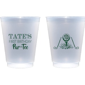 Golf birthday cups, Golf first birthday, Let's par tee, Golf theme birthday, Personalized birthday cups, Monogrammed golf ball frosted cups