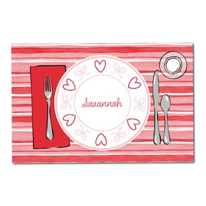 Valentine&#39;s Day placemat, Valentines place setting, Valentine&#39;s Day place mat for kids, Personalized placemat, Laminated placemat