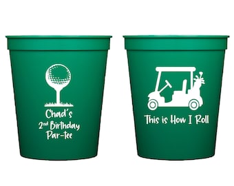 Golf birthday cups, Golf birthday party, Golf theme birthday, Golf cups, Personalized plastic cups, Guys birthday cups, Kids birthday cups