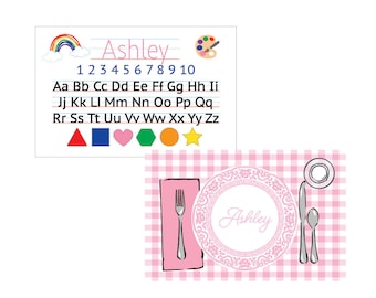 Kids placemat, Laminated placemat, Alphabet Placemat, Personalized placemat, Girl placemat, Customized Placemats for kids, Kids gift idea
