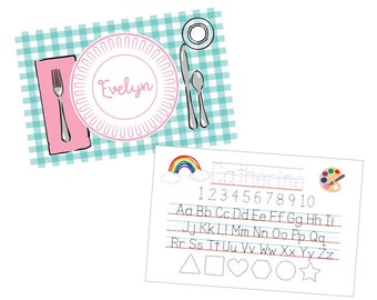 Personalized placemat, Alphabet placemat, Traceable placemat, Kids Placemat, Customized Placemat for kids, Laminated placemat, cute kid gift