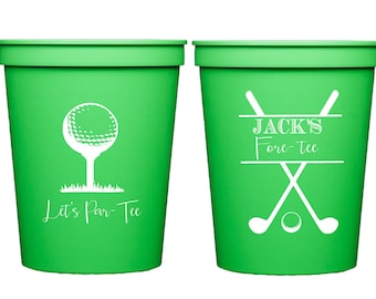 Lets partee, Golf birthday cups, Golf birthday favor, Golf theme birthday, Fore tee, Personalized plastic cups, Personalized birthday cups