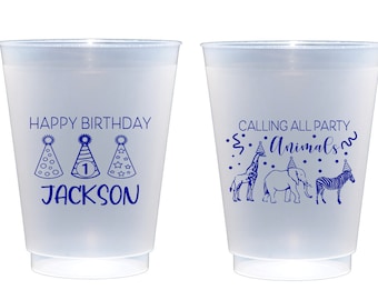 Party animal birthday, Party animal cups, Calling all party animals, Safari birthday cups, Party animal favor, Wild one birthday cups