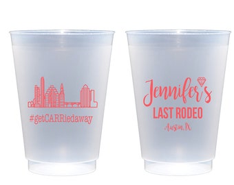 Austin bachelorette party, Austin Texas trip, bachelorette weekend cups, bachelorette cups, personalized plastic cups, shatterproof cups