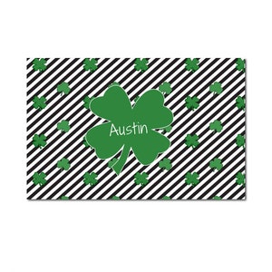 St Patricks Day placemat for kids, Personalized placemat for kids, laminated placemat, shamrock placemat, Kids placemat, custom placemat