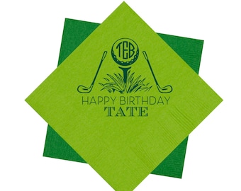 Golf napkins, Golf birthday napkins, Golf birthday party, Golf party napkins, Monogrammed golf ball, Personalized napkins, Golf theme
