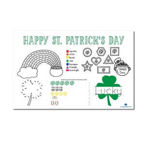 St Patricks Day activity placemat, Activity placemat, Placemat for kids, Shamrock placemat, Kids placemat, Laminated placemat