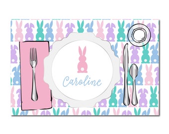 Personalized Easter placemat, Personalized Easter place setting placemat, Easter bunny placemat, Personalized placemat for kid, Kid placemat