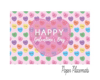 Galentines paper placemats, Galentine's Day party decor, Conversation hearts placemat, Galentine's Day decor, Galentine's Day party