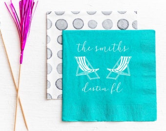 Beach house napkins, Housewarming napkins, Housewarming gift idea, Vacation home gift idea, Lake house napkins, Personalized paper napkins