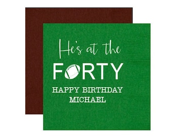 40th birthday napkins, Football birthday, Football 40th birthday, He's at the forty, Over the hill birthday, Adult birthday party napkins