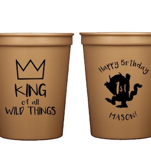 Wild things birthday party, Where the wild things are party cups, King of all wild things, Personalized birthday cups, Wild one birthday