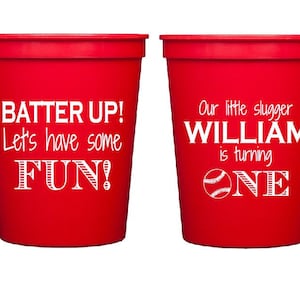 First birthday party cups, Baseball party cups, Baseball theme party cups, Boys birthday party cups, Kids birthday party favor, Custom cups