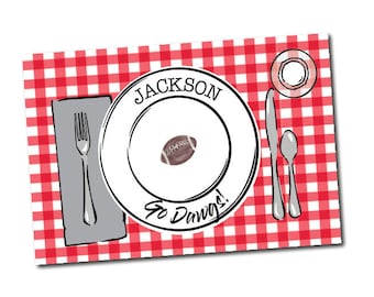Football placemat, Personalized football placemat, Laminated placemat for kids, Personalized placemat for kids, Laminated place mat